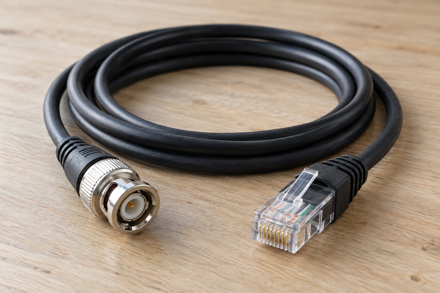 Coiled RJ45 Hybrid Cable